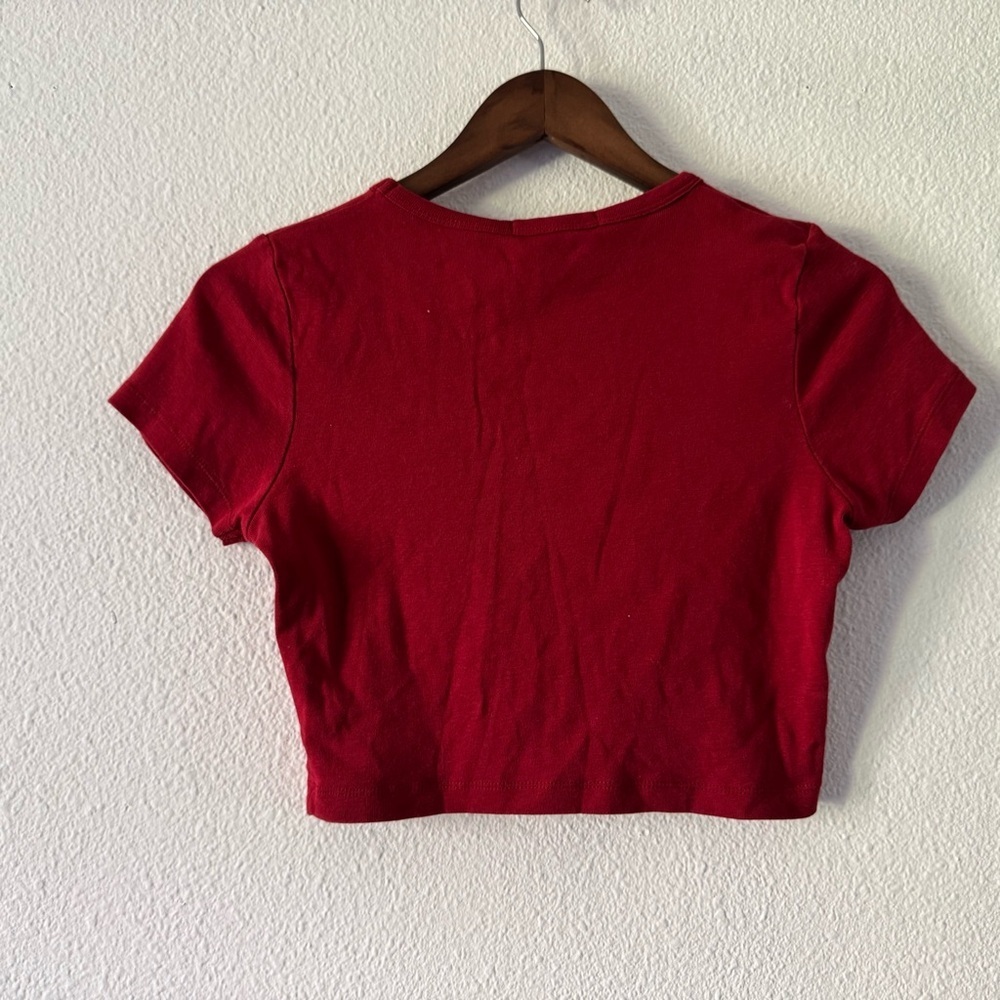 Forever 21 Dump Him Baby Tee Red Graphic Cropped Y2K Top Large Sassy - Picture 9 of 12